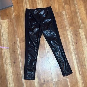 Joseph Ribkoff Black Faux Leather Panel Leggings